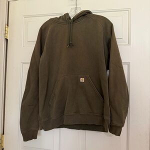 Vintage Carhartt Women’s Olive Green Hoodie Hooded Sweatshirt Size M Medium 8 10